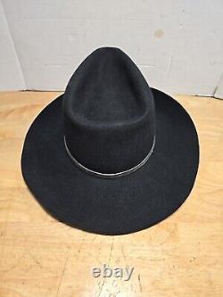 Vintage Stetson 3X Beaver Western Cowboy Hat Black with Silver Hat Band Size 7 3/8