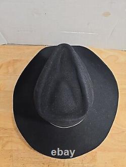 Vintage Stetson 3X Beaver Western Cowboy Hat Black with Silver Hat Band Size 7 3/8