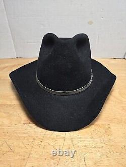 Vintage Stetson 3X Beaver Western Cowboy Hat Black with Silver Hat Band Size 7 3/8