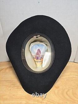 Vintage Stetson 3X Beaver Western Cowboy Hat Black with Silver Hat Band Size 7 3/8