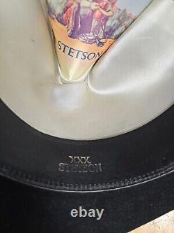 Vintage Stetson 3X Beaver Western Cowboy Hat Black with Silver Hat Band Size 7 3/8