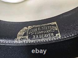 Vintage Stetson 3X Beaver Western Cowboy Hat Black with Silver Hat Band Size 7 3/8