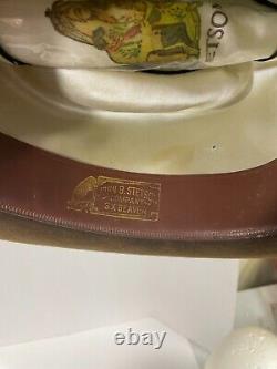 Vintage Stetson 3x Beaver Brown Western Cowboy Hat 7 1/2 7.5 Feather Band