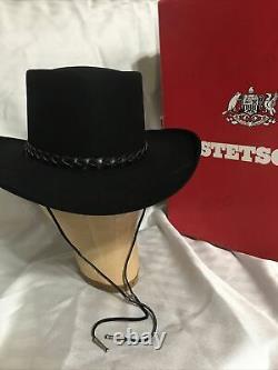 Vintage Stetson 3x XXX Beaver Size 6 3/4 Black withFeather Cowboy Western Hat