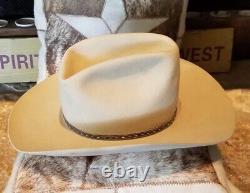 Vintage Stetson 4X Beaver Beige Sand Cowboy Hat leather hat band