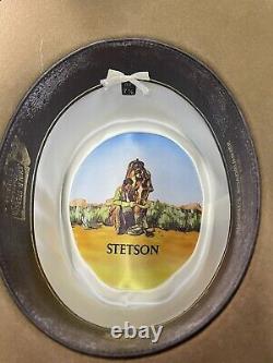 Vintage Stetson 4X Beaver Brown Cowboy Hat 7 1/8 Western Lined USA with Box NICE