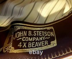 Vintage Stetson 4X Beaver Cowboy Hat Tan Beige Size 7 1/2 USA Made