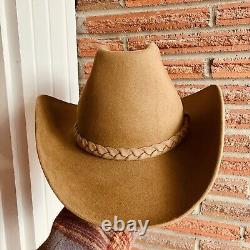 Vintage Stetson 4X Beaver Rancher Buckskin Last Drop Cowboy Hat Size 7 7 1/8