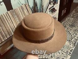 Vintage Stetson 4X Beaver Revenger Gambler Porkpie Brown Cowboy Hat Size 7 1/8