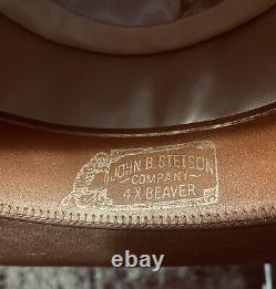Vintage Stetson 4X Beaver Revenger Gambler Porkpie Brown Cowboy Hat Size 7 1/8