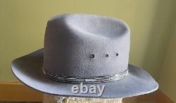 Vintage Stetson 4X Beaver Smoke Grey Western Cowboy Hat KETCH 7 1/8 Hat Band