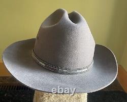 Vintage Stetson 4X Beaver Smoke Grey Western Cowboy Hat KETCH 7 1/8 Hat Band
