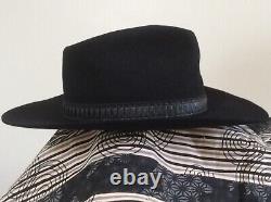 Vintage Stetson 4X Beaver Western Hat, Long Oval, Size 7 1/8, Black