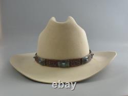 Vintage Stetson 4x Beaver Tan Cowboy Hat Sterling Turquoise Hatband 7 1/4