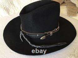 Vintage Stetson 7 3/8 XXX Black Beaver Felt Western Hat