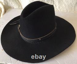 Vintage Stetson 7 3/8 XXX Black Beaver Felt Western Hat