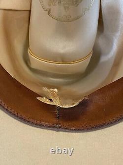 Vintage Stetson 7X Beaver Cowboy Hat. Size 7-3/8 Mid 1970s with Hat Band & Box