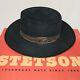 Vintage Stetson Beaver 4x Black Cowboy Hat (6¾/54) Pony Express Xxxx Band Buckle