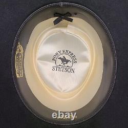 Vintage Stetson Beaver 4X Black Cowboy Hat (6¾/54) Pony Express XXXX Band Buckle
