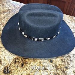 Vintage Stetson Black CARSON Beaver Felt 4X Cowboy Hat withBox 7 Read