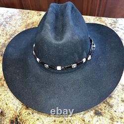 Vintage Stetson Black CARSON Beaver Felt 4X Cowboy Hat withBox 7 Read