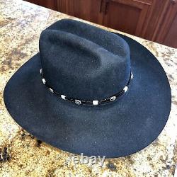 Vintage Stetson Black CARSON Beaver Felt 4X Cowboy Hat withBox 7 Read