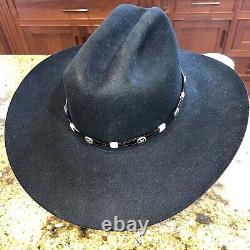 Vintage Stetson Black CARSON Beaver Felt 4X Cowboy Hat withBox 7 Read