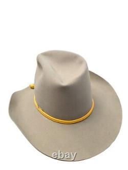 Vintage Stetson Cavalry Hat 3XXX Beaver Gray Yellow Accent 7 1/2