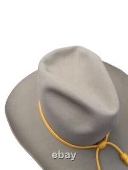 Vintage Stetson Cavalry Hat 3XXX Beaver Gray Yellow Accent 7 1/2