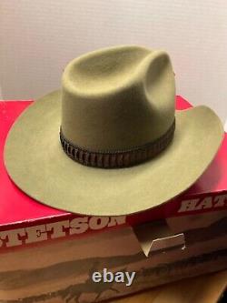 Vintage Stetson Cowboy Hat 3X Beaver Sz 7-1/4 & Box Rare Color see pics