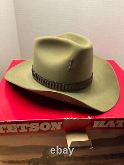 Vintage Stetson Cowboy Hat 3X Beaver Sz 7-1/4 & Box Rare Color see pics