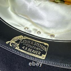 Vintage Stetson Cowboy Hat 4x Beaver Black Mesa WithGold Buckle Black 7 1/8