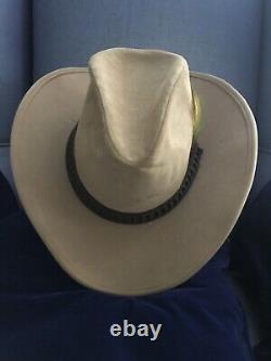Vintage Stetson Cowboy Hat Beaver XXXX 4X Size Mens 7 With Feather Brown Tan READ