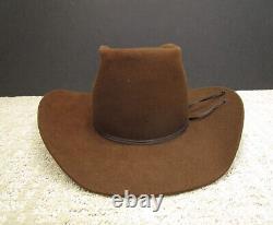 Vintage Stetson Cowboy Hat Men 6 5/8 Brown Western Beaver Felt 4X Brick Band