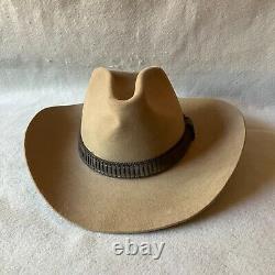 Vintage Stetson Cowboy Hat Mens 7 1/4 Beaver 3X Stampede Palomino Leather Trim