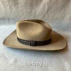 Vintage Stetson Cowboy Hat Mens 7 1/4 Beaver 3X Stampede Palomino Leather Trim