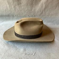 Vintage Stetson Cowboy Hat Mens 7 1/4 Beaver 3X Stampede Palomino Leather Trim