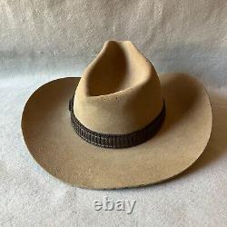 Vintage Stetson Cowboy Hat Mens 7 1/4 Beaver 3X Stampede Palomino Leather Trim