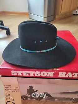 Vintage Stetson Cowboy Hats 4x Beaver Thunder Rolls Turquoise Blue Black With BOX