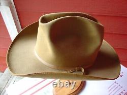 Vintage Stetson Cowboy hat Tan 3x XXX Beaver Western Style 1930's Used Scarce
