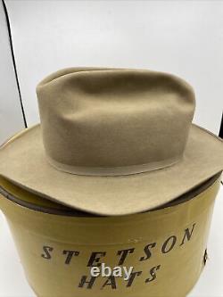Vintage Stetson Hat Oval Hat Box USA Long Oval Size 7 3x Beaver Cowboy Open Road