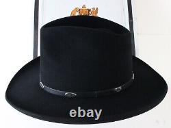 Vintage Stetson Mens Black Beaver Fur Felt Cowboy Hat 4x 7 56cm