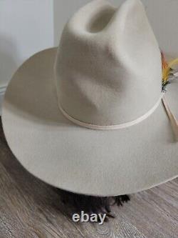 Vintage Stetson Rancher 4X Beaver Beige Hat JBS Branding Iron Pin 7 1/8 Cowboy