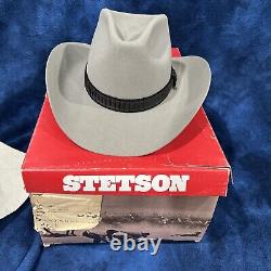 Vintage Stetson Stampede Men's 4X Felt Cowboy Size 7 or 56 Withbox Grey