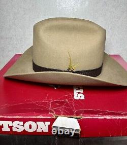 Vintage Stetson XXX 3XB Stampede Palomino Tan Rancher Cowboy Hat -7 1/4 WithBox