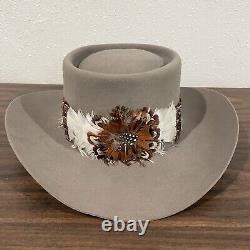 Vintage Stetson XXXX 4X Beaver Feathered Tan Cowboy Hat Rodeo Felt Western