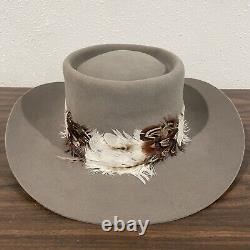 Vintage Stetson XXXX 4X Beaver Feathered Tan Cowboy Hat Rodeo Felt Western