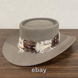 Vintage Stetson XXXX 4X Beaver Feathered Tan Cowboy Hat Rodeo Felt Western