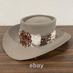 Vintage Stetson XXXX 4X Beaver Feathered Tan Cowboy Hat Rodeo Felt Western