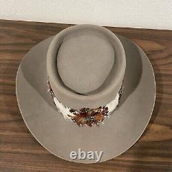 Vintage Stetson XXXX 4X Beaver Feathered Tan Cowboy Hat Rodeo Felt Western